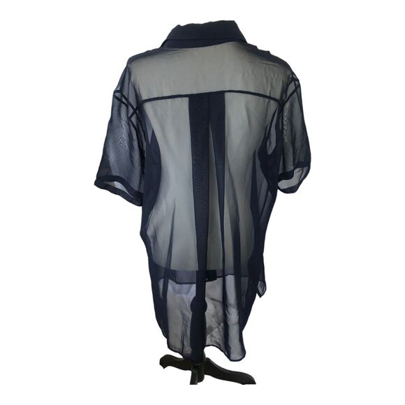 Gottex Swimwear Women's Sheer‎ Navy Button Front Tunic Cover-Up top Size S - Picture 4 of 9
